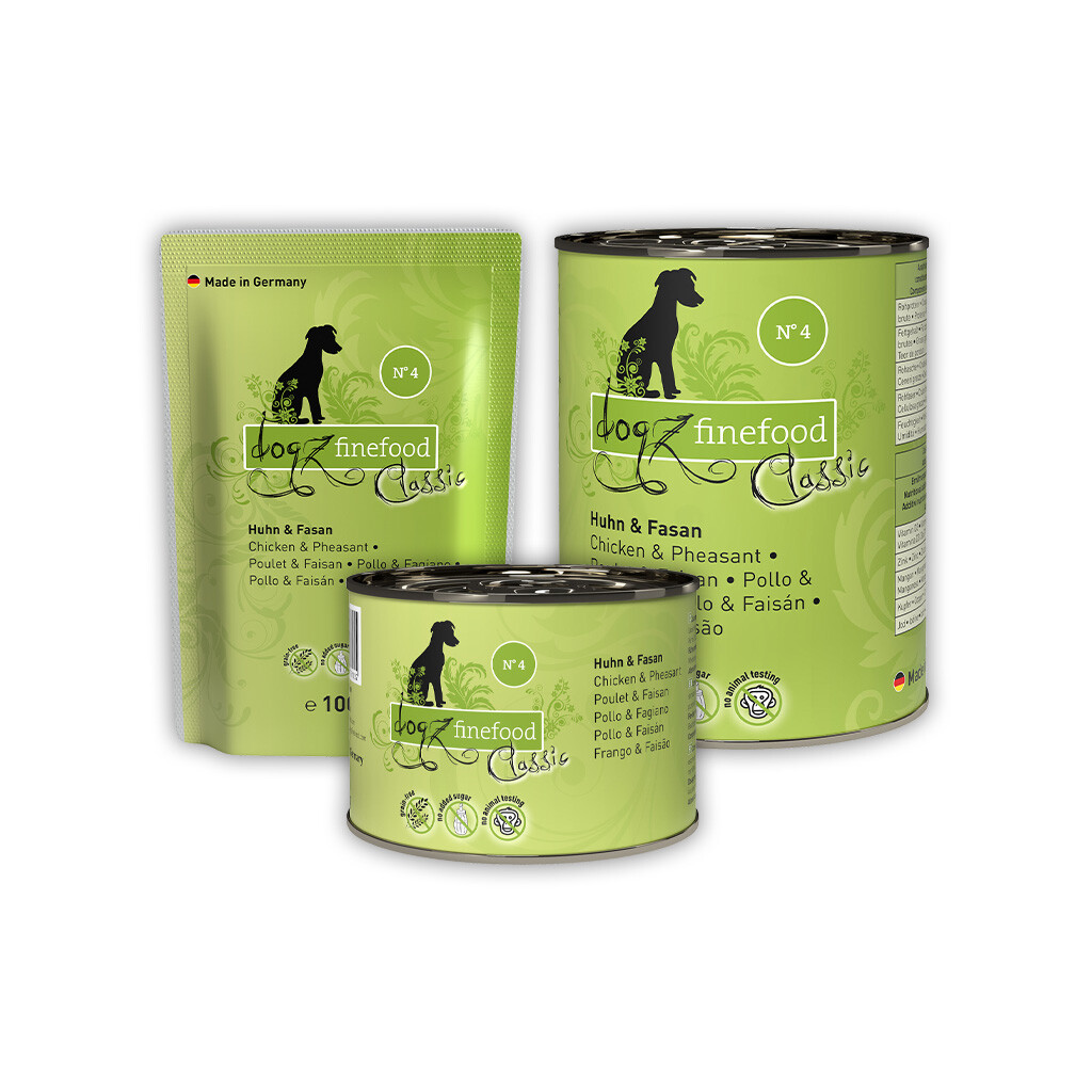 DOGZ FINEFOOD Nassfutter No.4 HUHN UND FASAN für ernährungsempfindliche Hunde