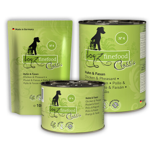 DOGZ FINEFOOD Nassfutter No.4 HUHN UND FASAN für ernährungsempfindliche Hunde