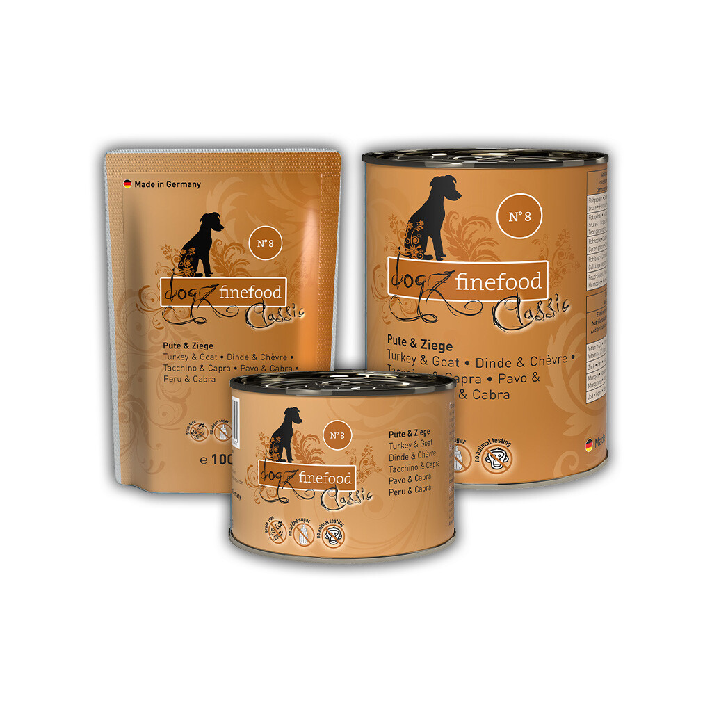 DOGZ FINEFOOD Nassfutter No.8 PUTE UND ZIEGE für ernährungsempfindliche Hunde