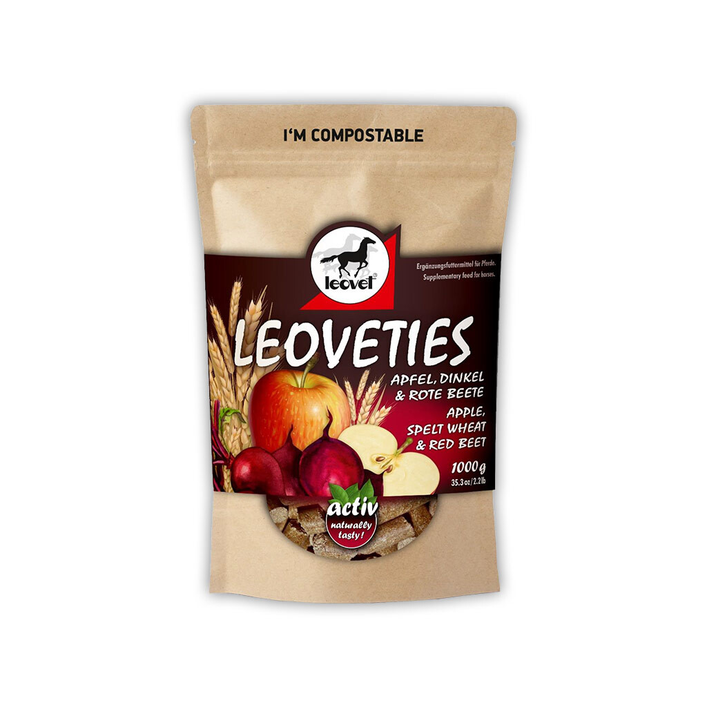 LEOVET Leckerli LEOVETIES APFEL DINKEL ROTE BEETE für Pferde 1kg