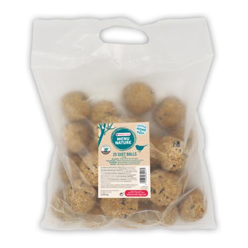 MENU NATURE Futter MEISENKNÖDEL OHNE NETZ für Vögel 25 Stück = 2,25kg