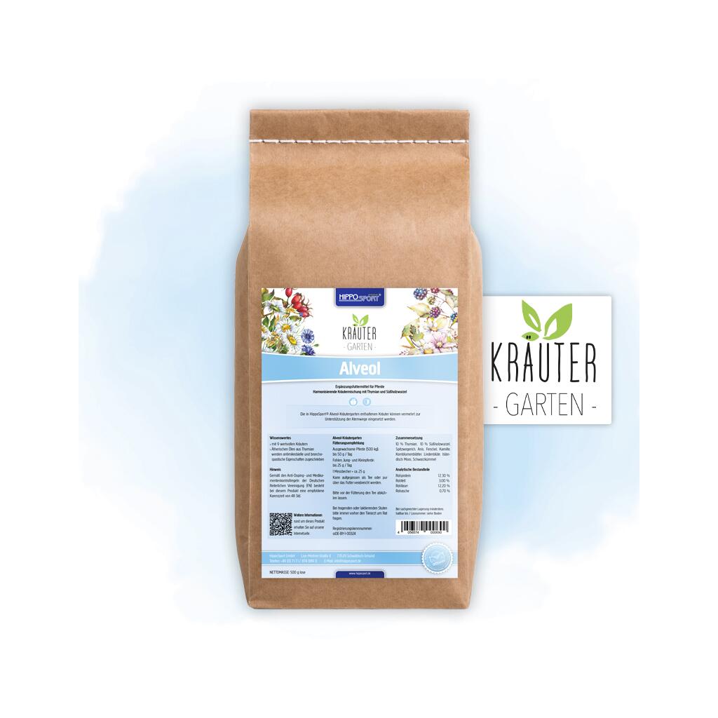 HIPPOSPORT Ergänzungsfutter KRÄUTERGARTEN ALVEOL für Pferde 500g