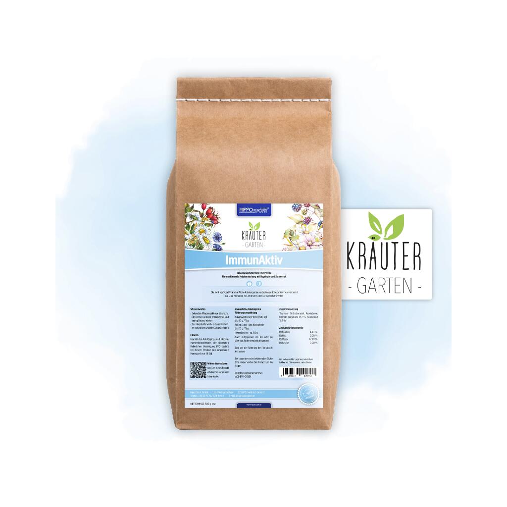 HIPPOSPORT Ergänzungsfutter KRÄUTERGARTEN IMMUNAKTIV für Pferde 500g