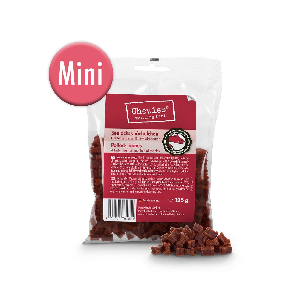 CHEWIES Leckerli MINI-SEELACHSKNÖCHELCHEN für Hunde 125g